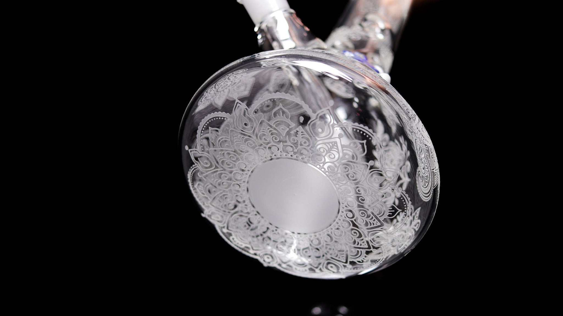 ROOR® Sandblasted 18" Beaker glass bong with henna design and ice pinches, 45x5mm thick Schott glass