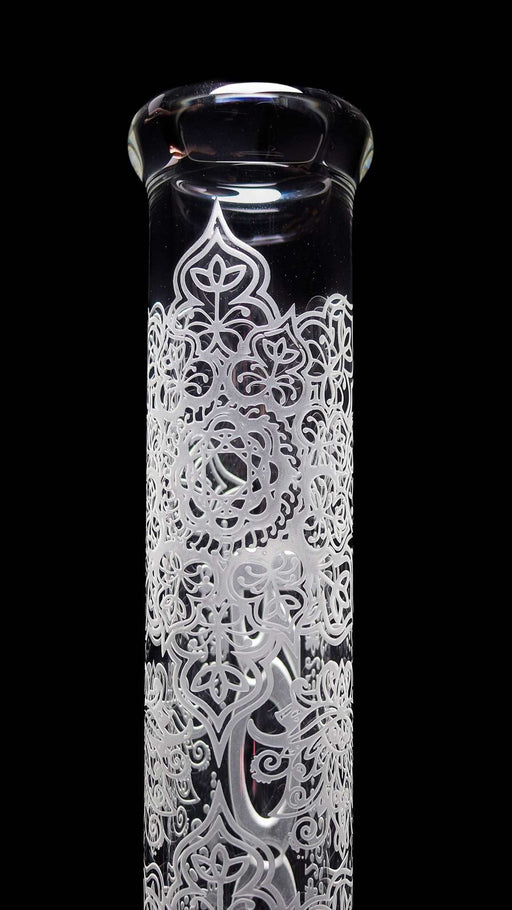 ROOR® sandblasted 18" beaker with henna design in 50x5mm German Schott glass.