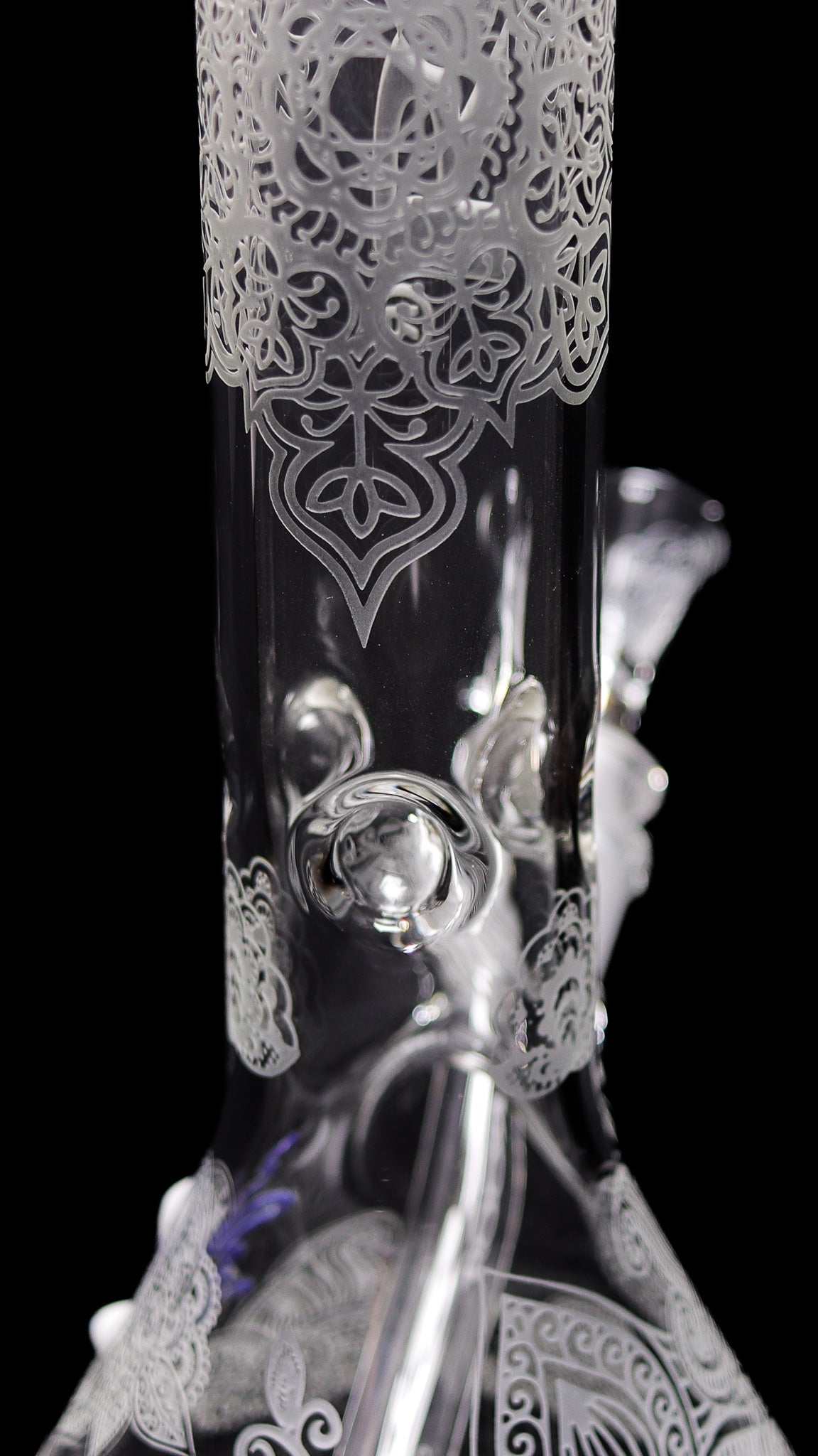 ROOR® Sandblasted 18" Beaker with Henna Design, 50x5mm glass, intricate detailing