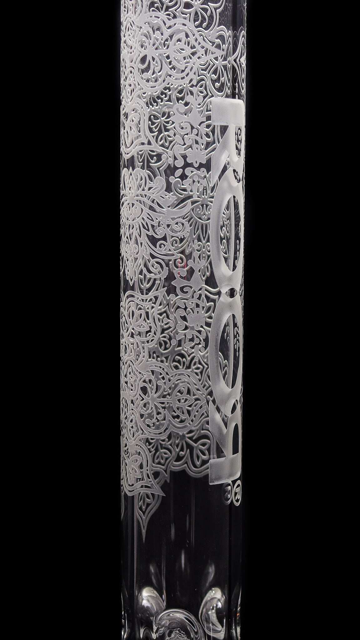 ROOR® 18" sandblasted beaker with henna design, 50x5mm glass.