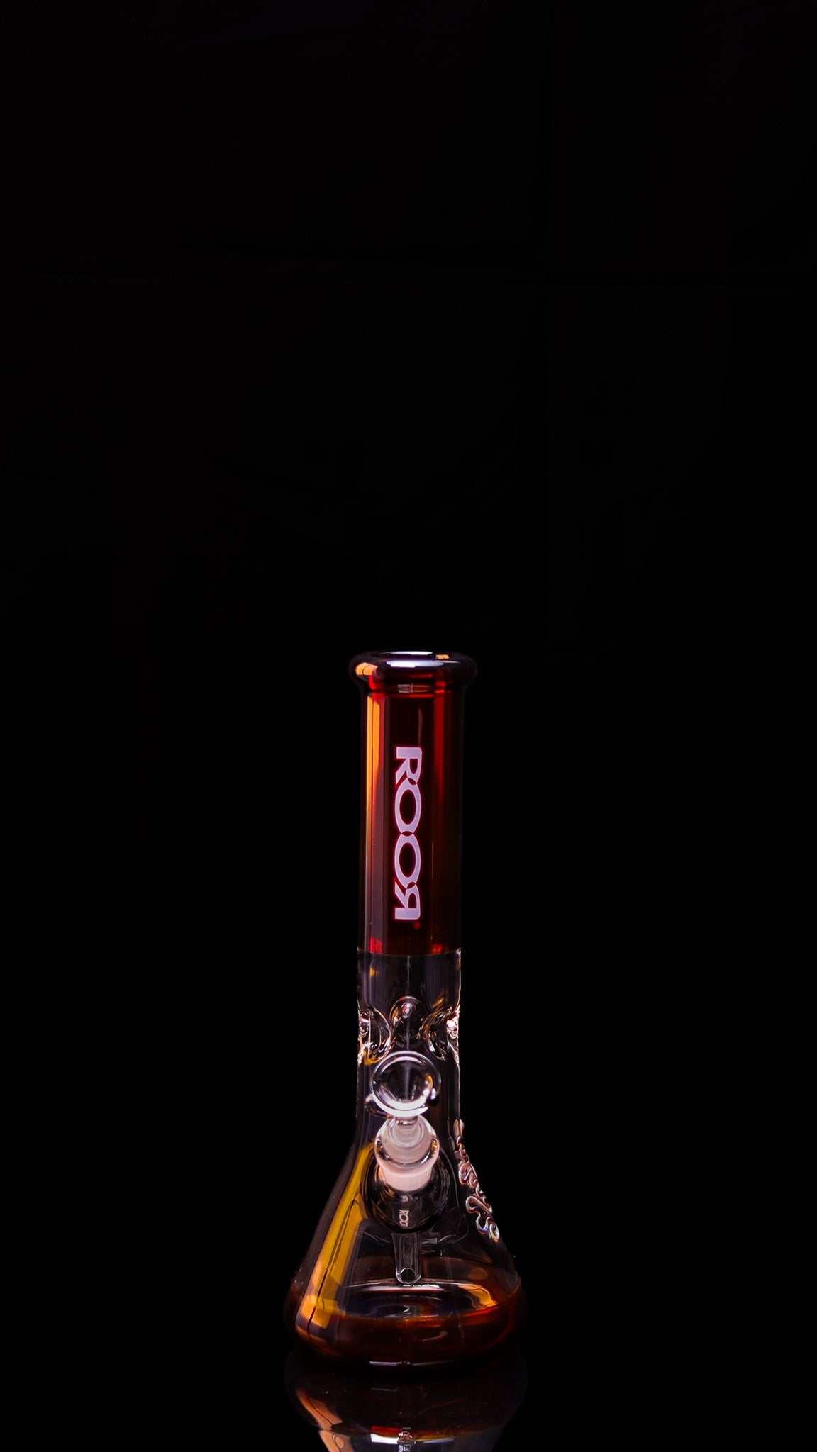 ROOR® Mini 10" Beaker in Amber, 38x4mm glass smoking accessory.