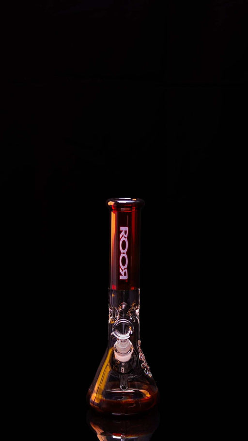 ROOR® Mini 10" Beaker in Amber, 38x4mm glass smoking accessory.