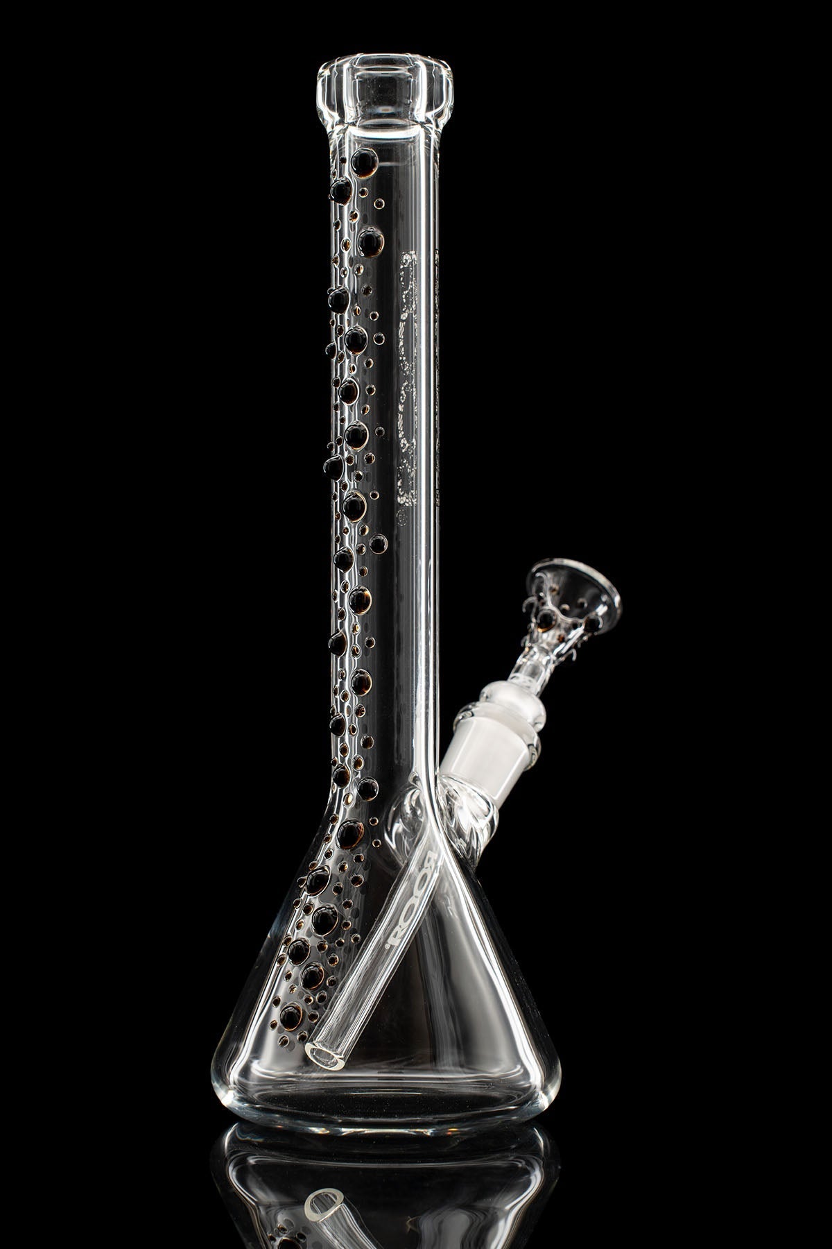 ROOR® Custom 10-inch clear glass pipe with black lace dots and classic 10mm bowl