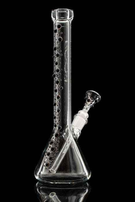 ROOR® Custom 10-inch clear glass pipe with black lace dots and classic 10mm bowl