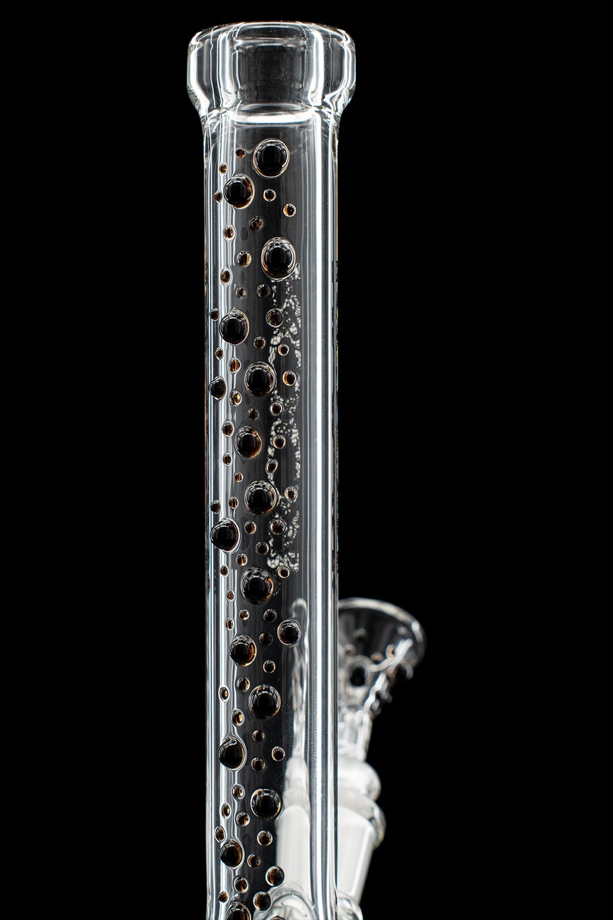 ROOR® Custom Lace Dottie clear glass pipe with black dot accents and lace decal