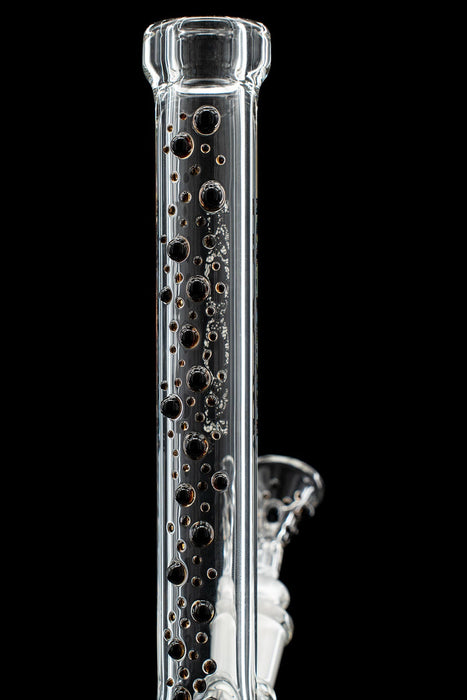 ROOR® Custom Lace Dottie clear glass pipe with black dot accents and lace decal