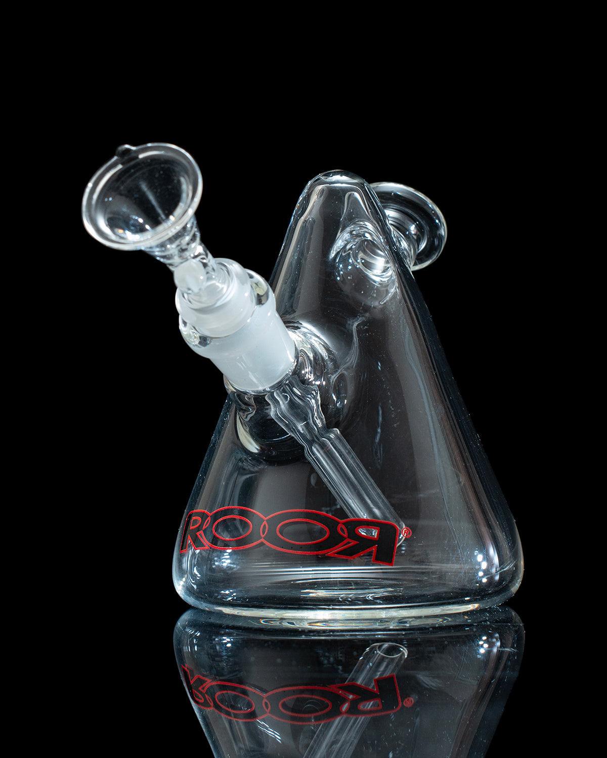 Limited Edition Mini Glass Egg by ROOR with black and red decal, crafted from German Schott glass.