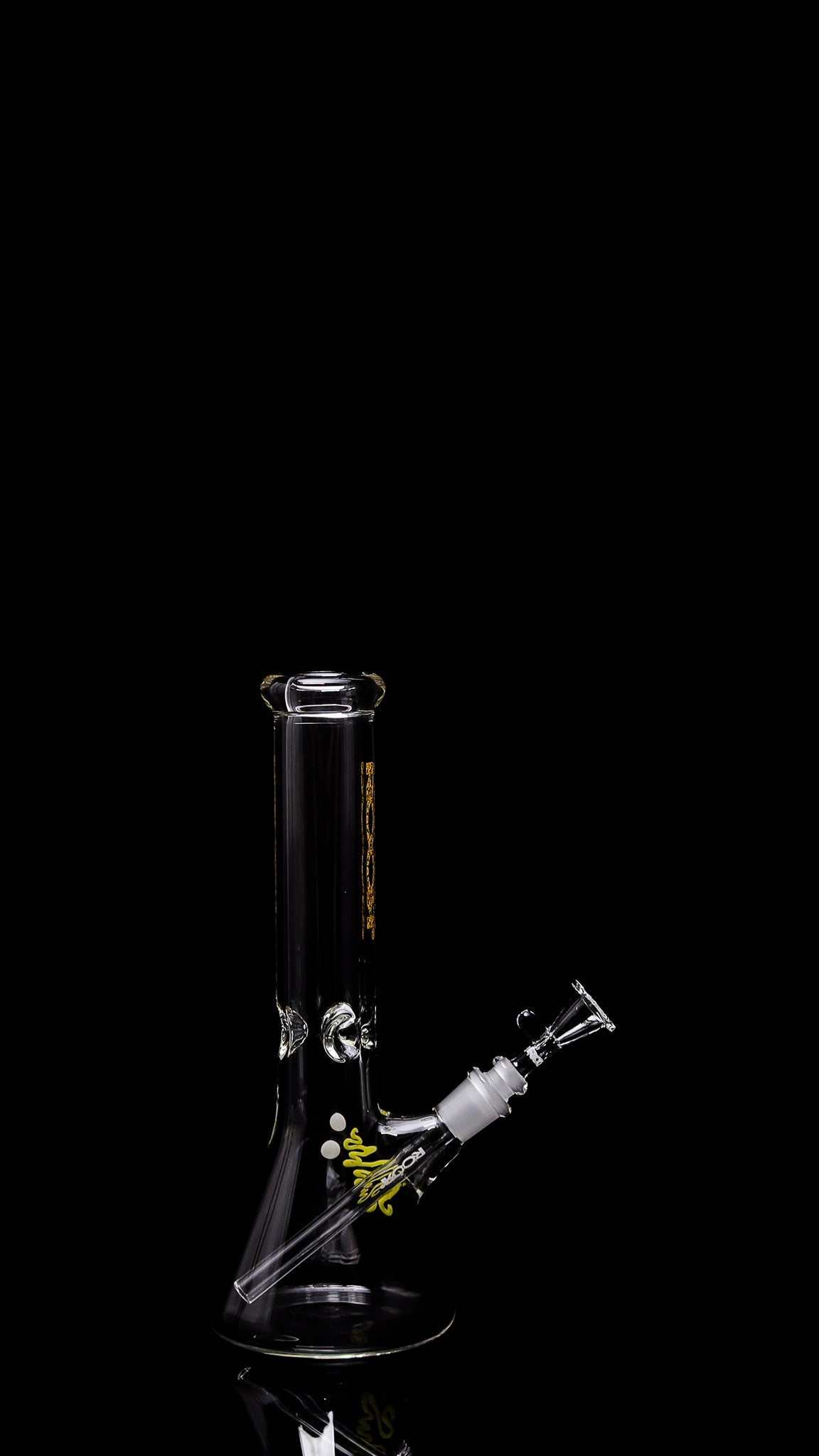 ROOR® Mini 10" Beaker glass, 38x4mm clear design, ice pinches, low profile downstem, and medium funnel bowl.