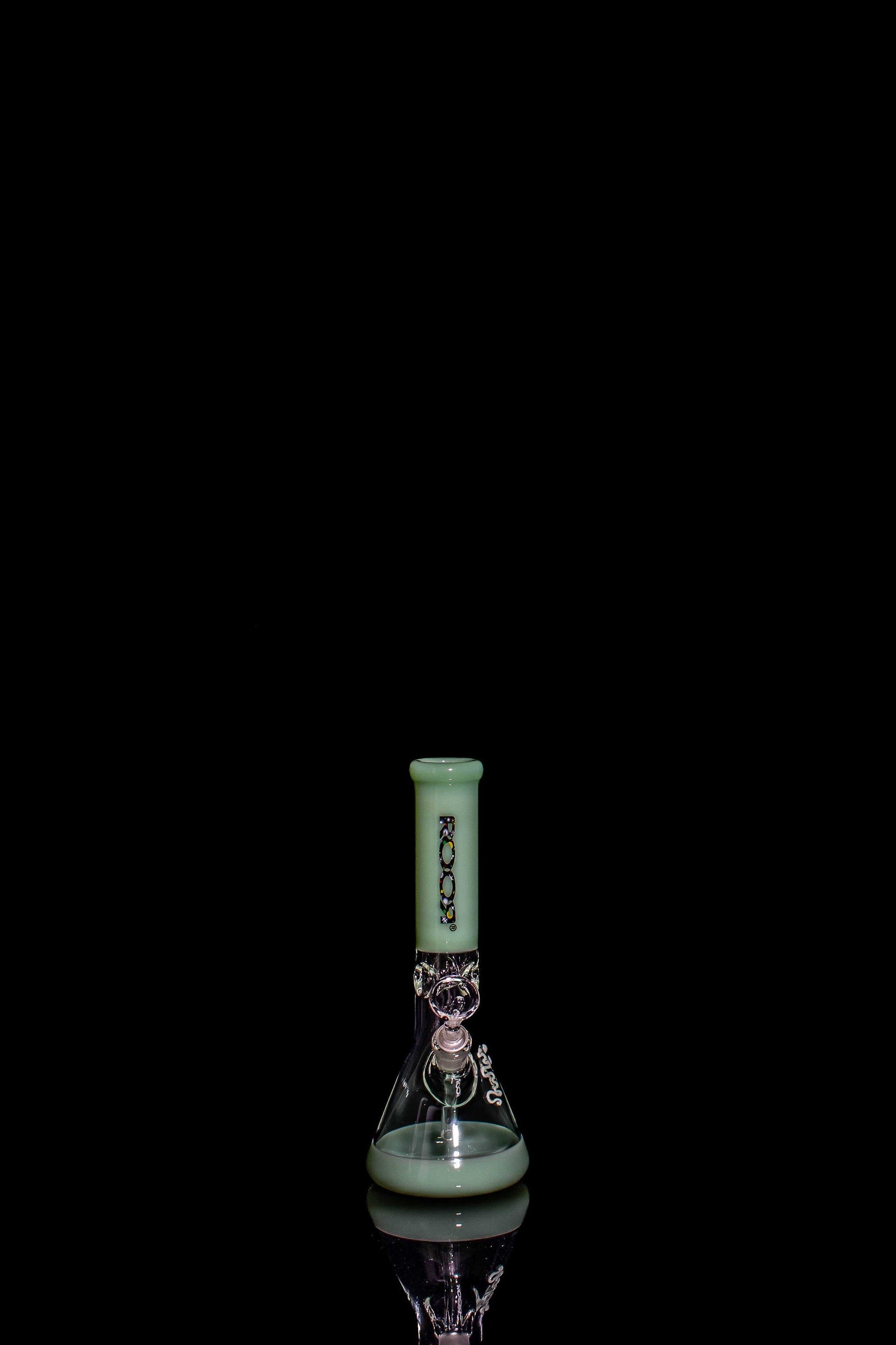 ROOR® Mini 10" Beaker with mint accents and galaxy decal on black background.