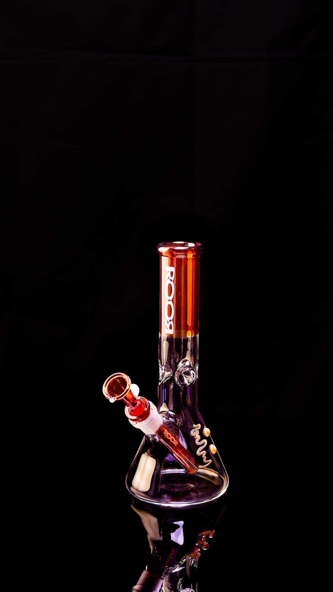 ROOR® Mini 10" Beaker 38x4mm Amber glass with amber accents.