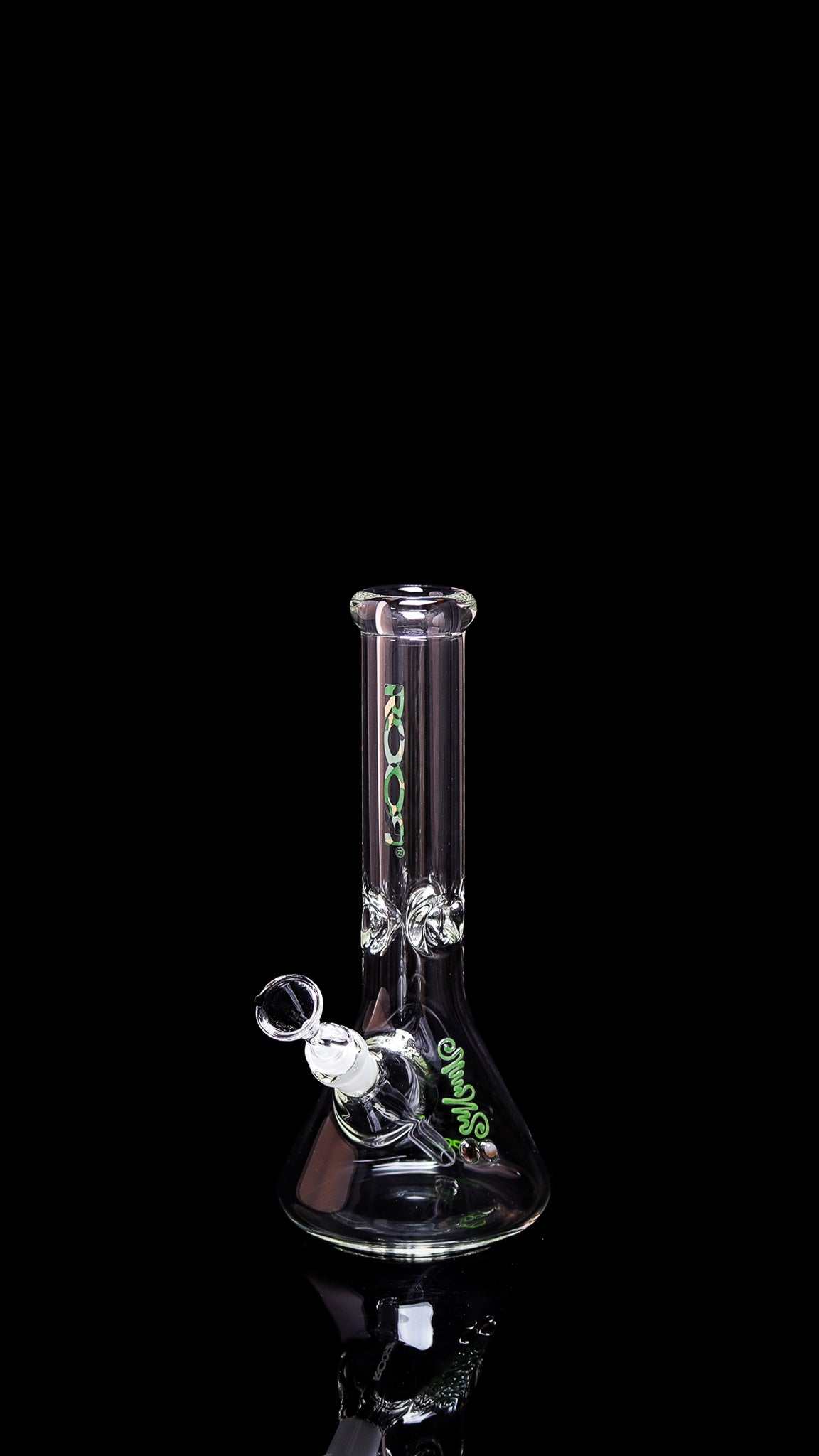 ROOR® 10" Beaker 40x7mm glass with camo decal, ice pinches, and small bowl.