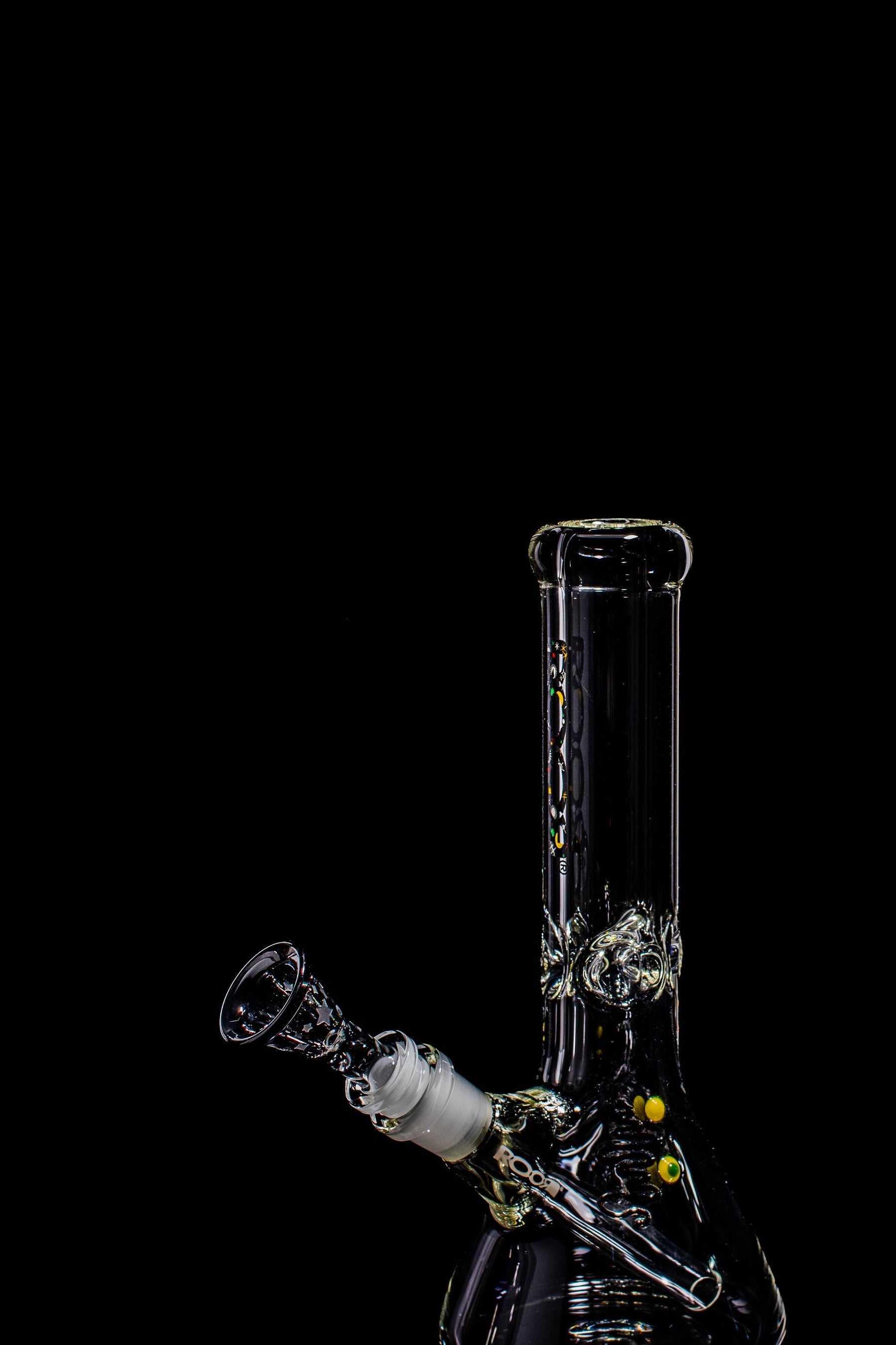 ROOR® 10" Beaker with Galaxy Decal and Black Rim Bowl, featuring Sandblasted Stars.