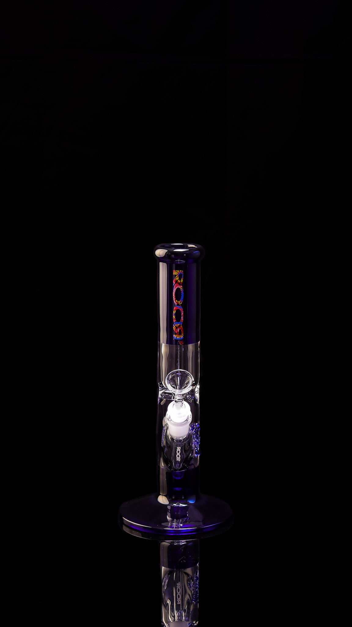 ROOR Mini 10-inch straight blue glass tube with 38x4mm dimensions and ice pinches