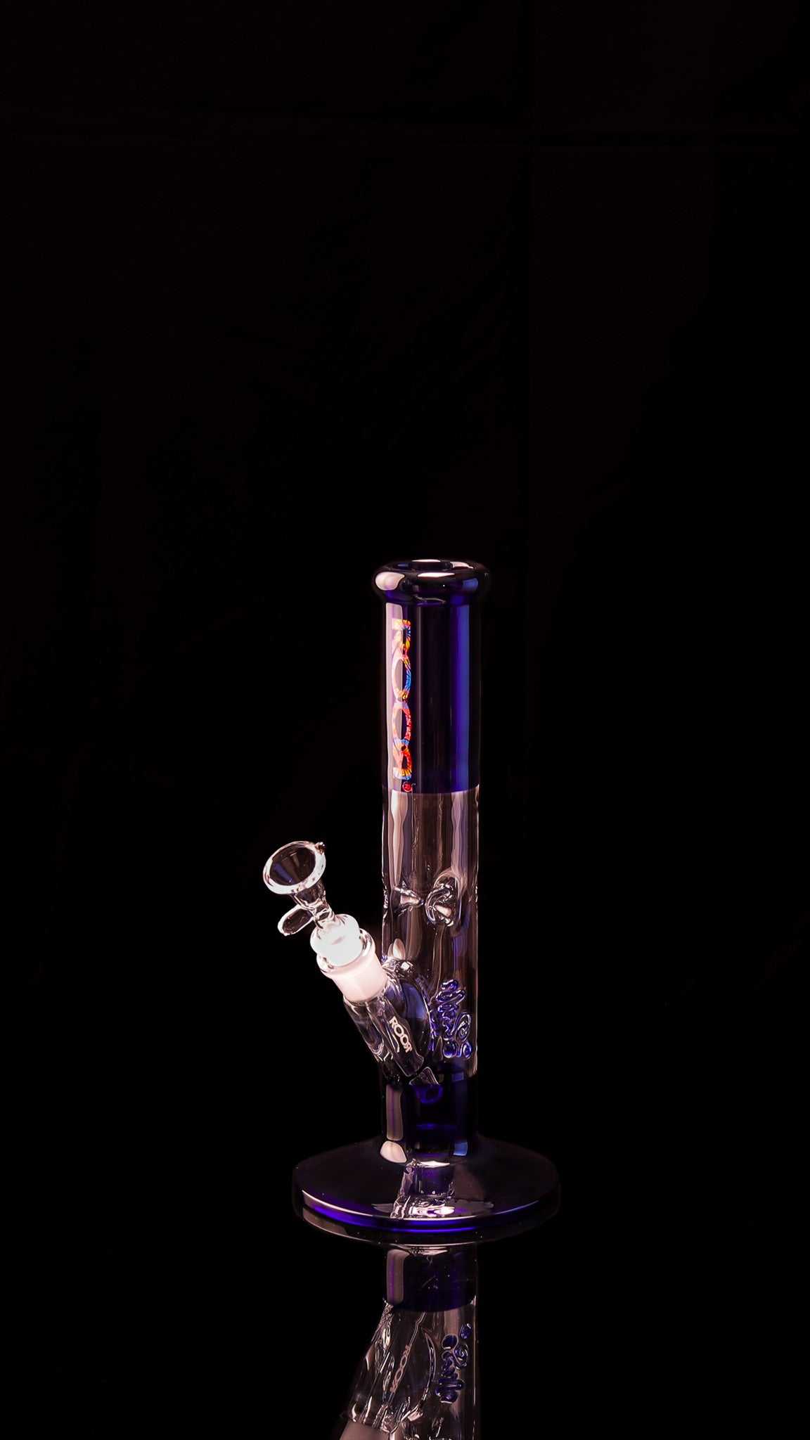 ROOR Mini 10-inch straight blue glass tube with ice pinch and signature logo