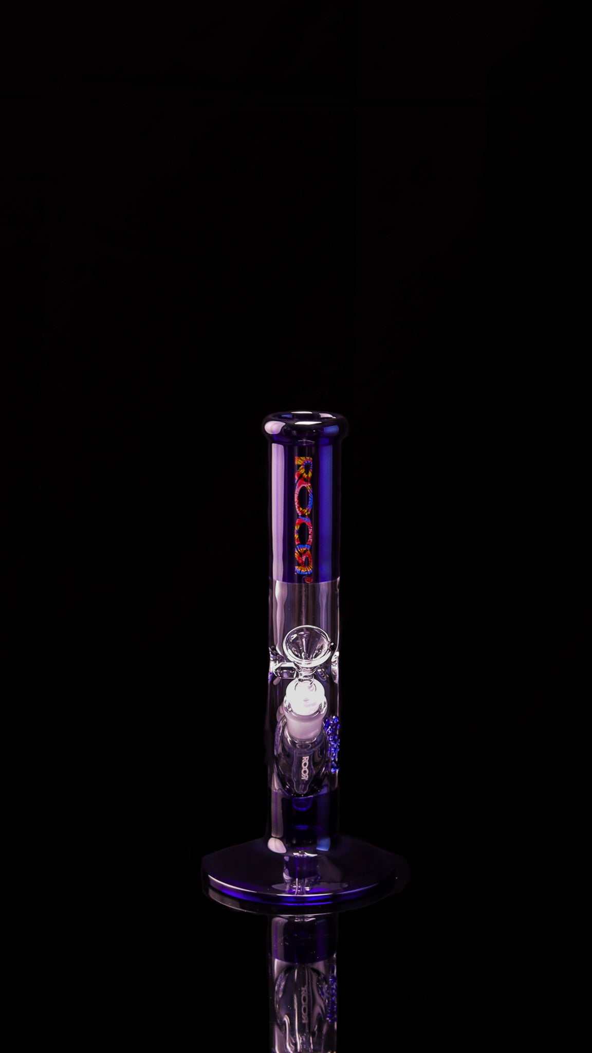 ROOR Mini 10" Straight 38x4mm blue glass smoking pipe with ice pinches and signature logo
