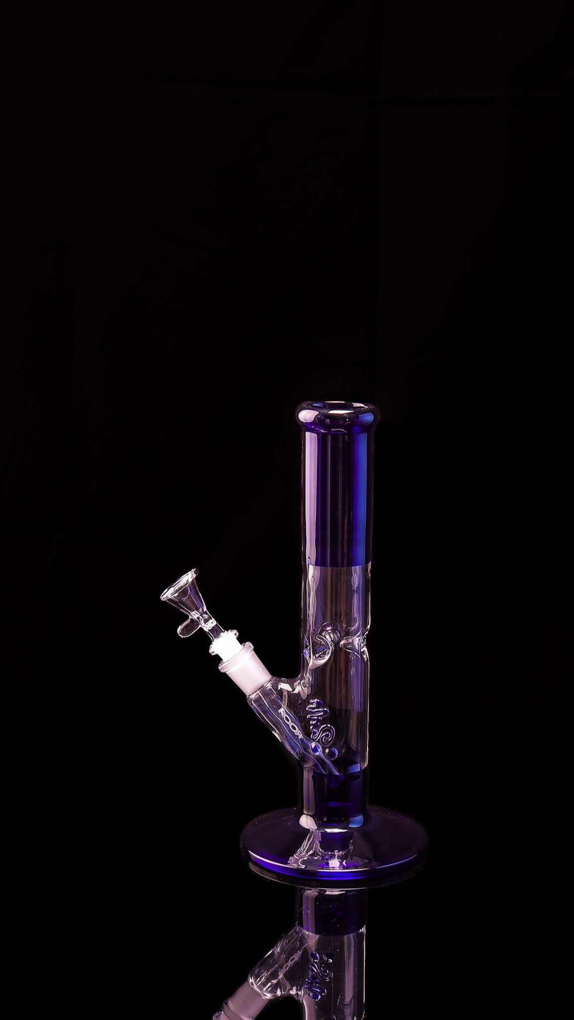 ROOR® Mini 10" Straight blue glass bong with 38x4mm German Schott glass and ice pinches