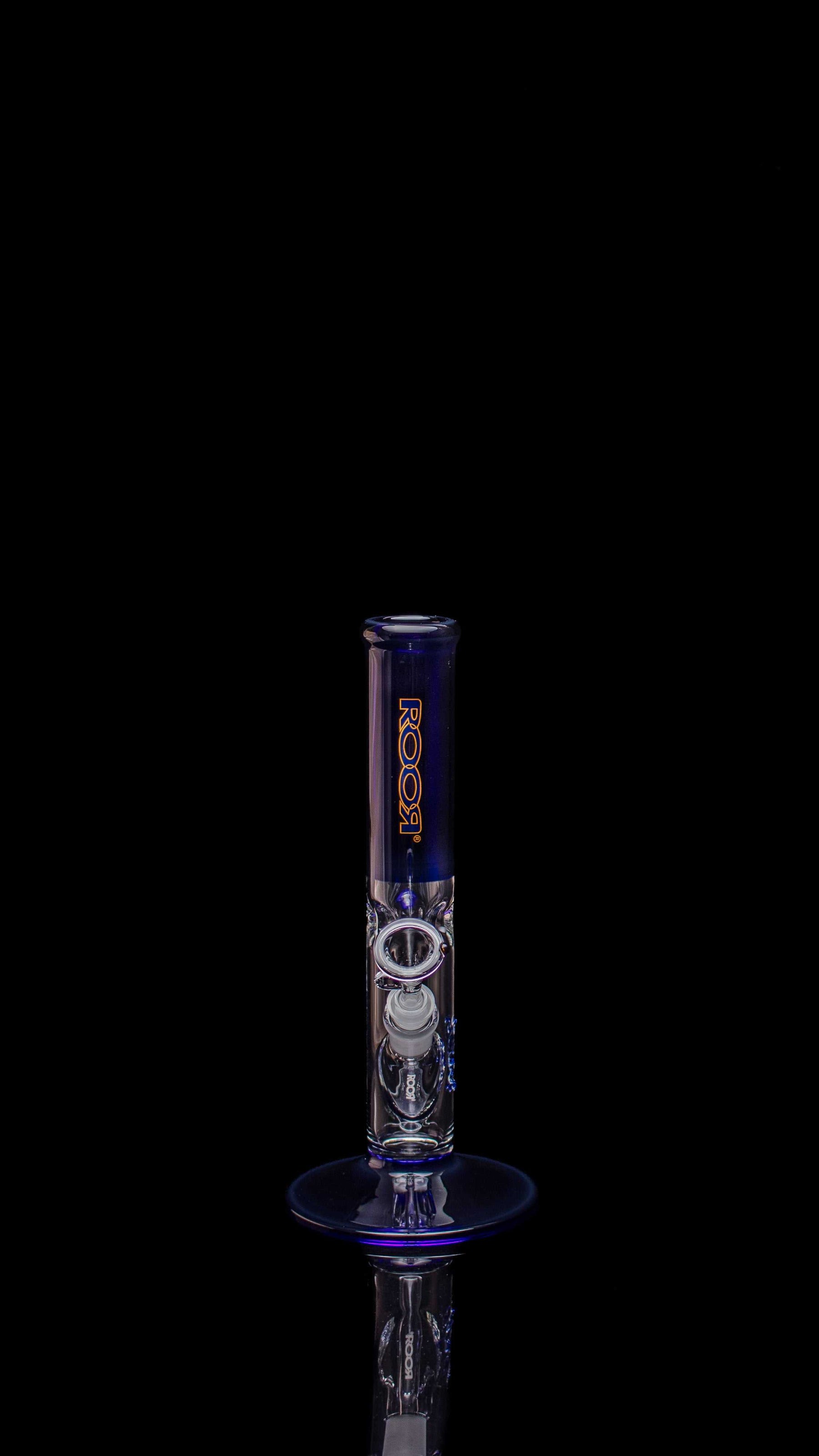 ROOR Mini 10-inch Straight 38x4mm Blue German Schott Glass Bong with Ice Pinches and Signature Seal