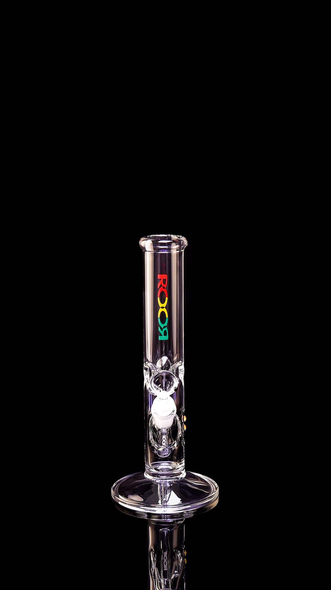 ROOR Mini 10-inch clear straight glass water pipe with 38x4mm thickness and Rasta decal