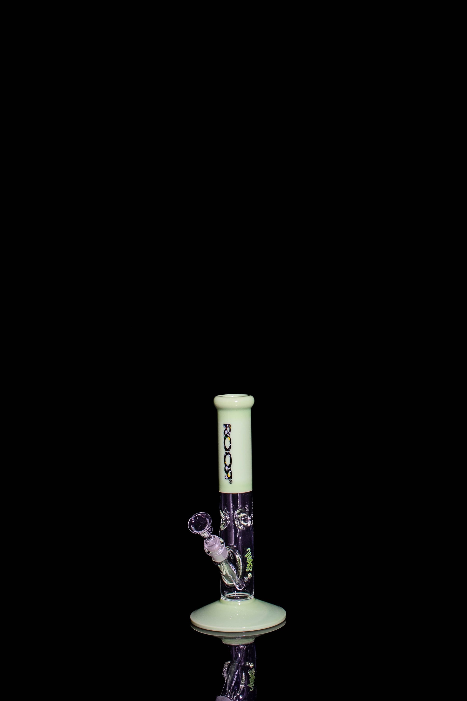 ROOR® Mini 10" Straight Bong in Milky Green with Galaxy Decal on Black Background