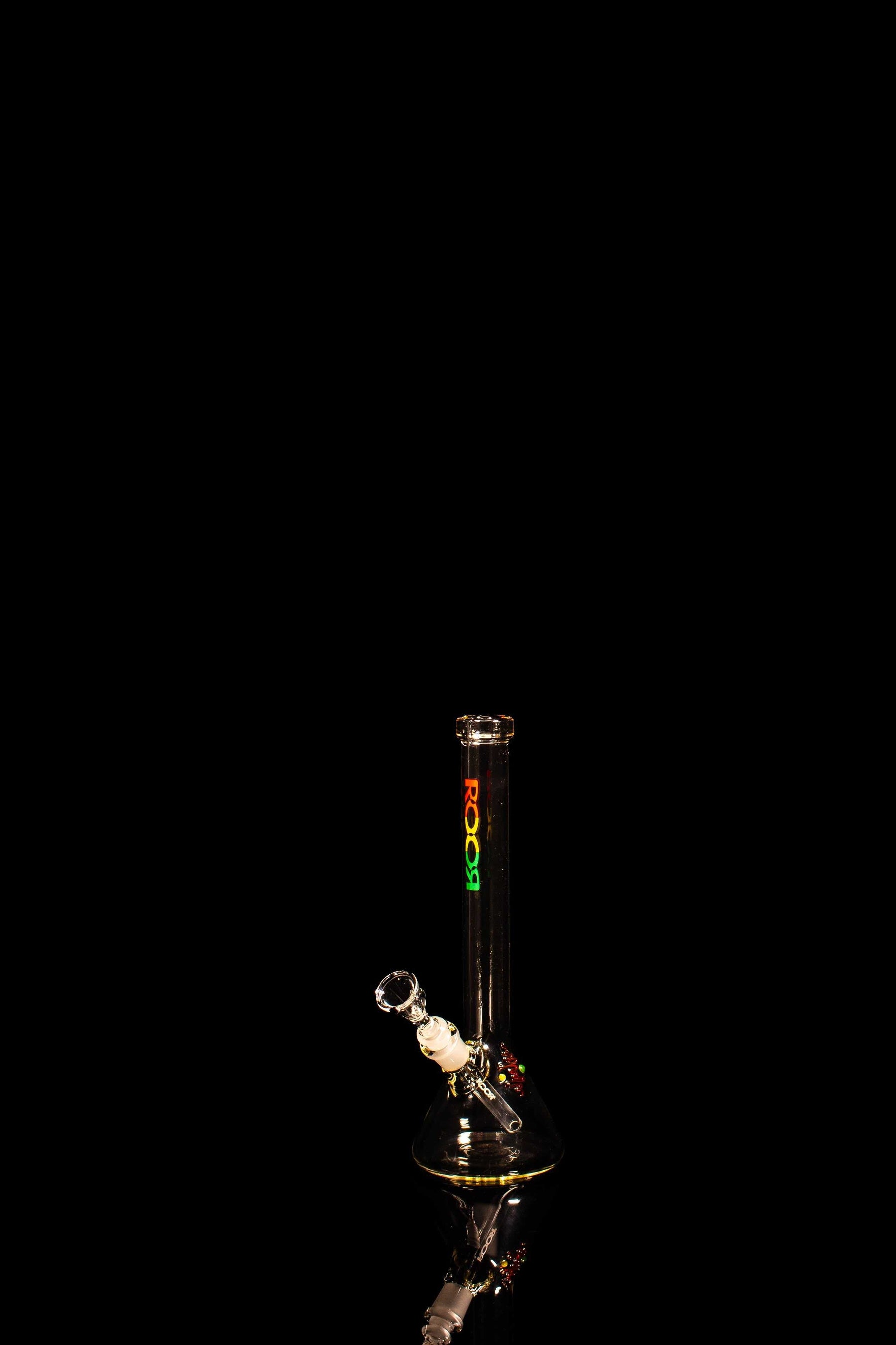 ROOR® Limited Edition Mini 10" Tiny Sista Rasta Decal bong on black background.