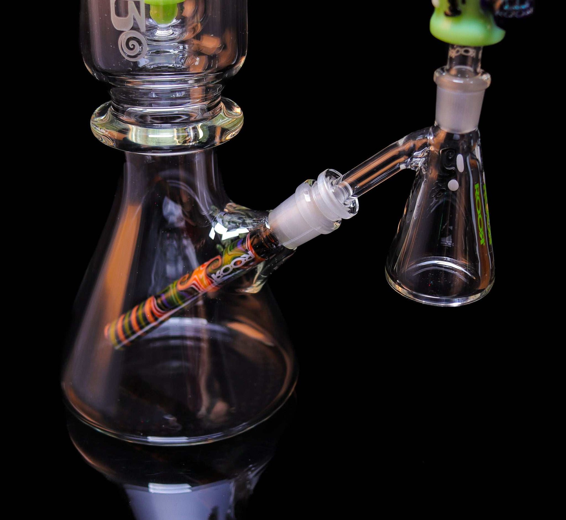 ROOR 1130 Beaker Green Ultimate Collectors Set glass water pipe with dual chambers and green accents