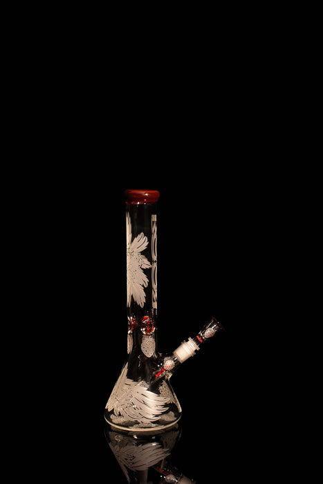 ROOR® Custom Strawberry Dream 14" red edition beaker bong with sandblasted floral design