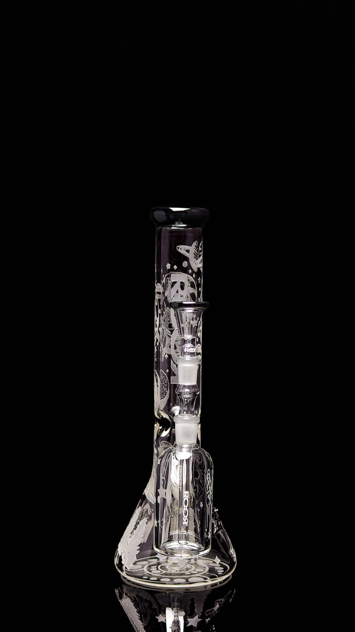 ROOR Alien O.G 14” Beaker 45x5 with matching sandblasted Alien O.G ashcatcher set