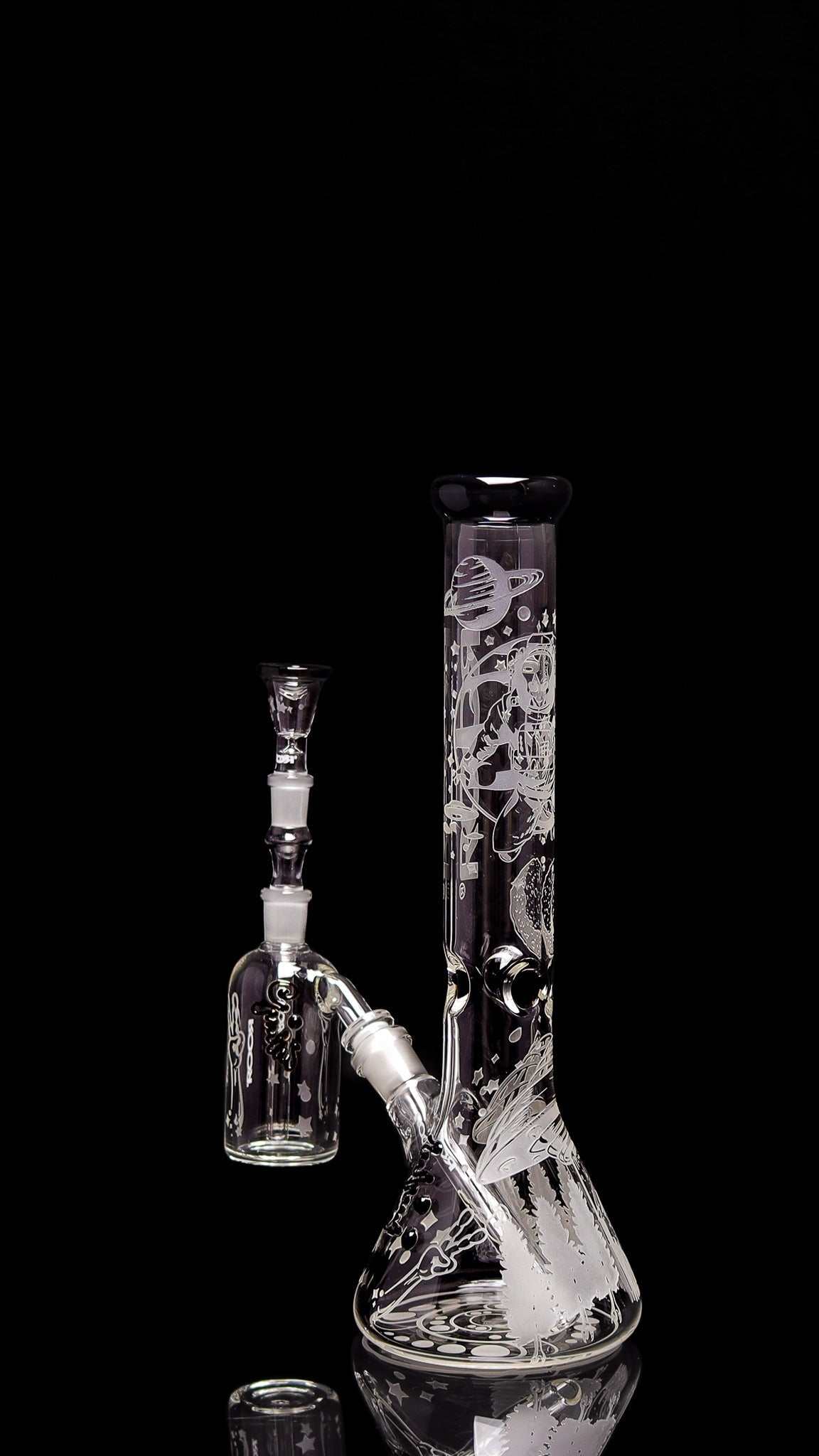 14” ROOR Alien O.G beaker bong with matching sandblasted ashcatcher set