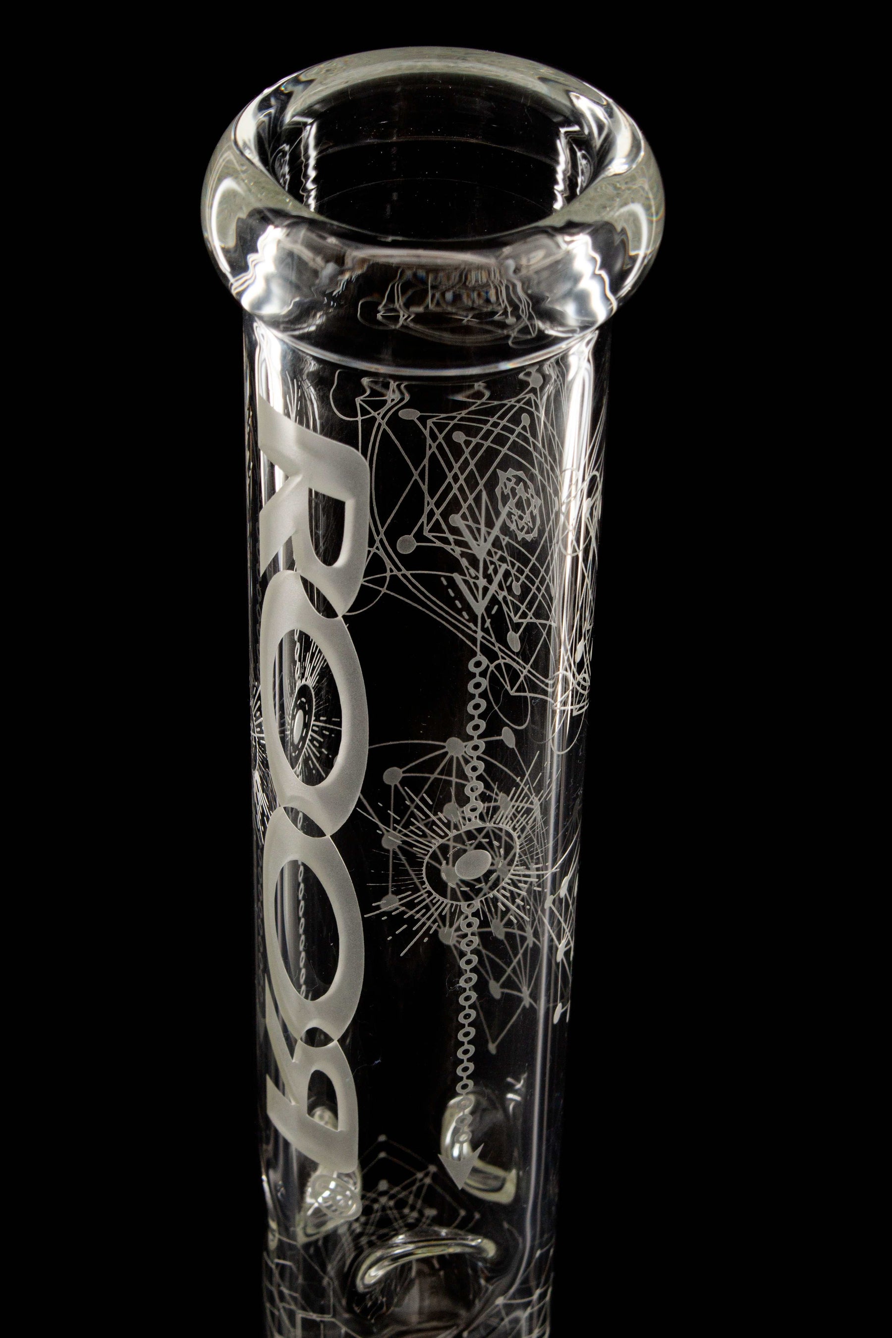 ROOR® Sandblasted 14" Beaker with Sacred Geometry design, 50mm x 5mm glass.