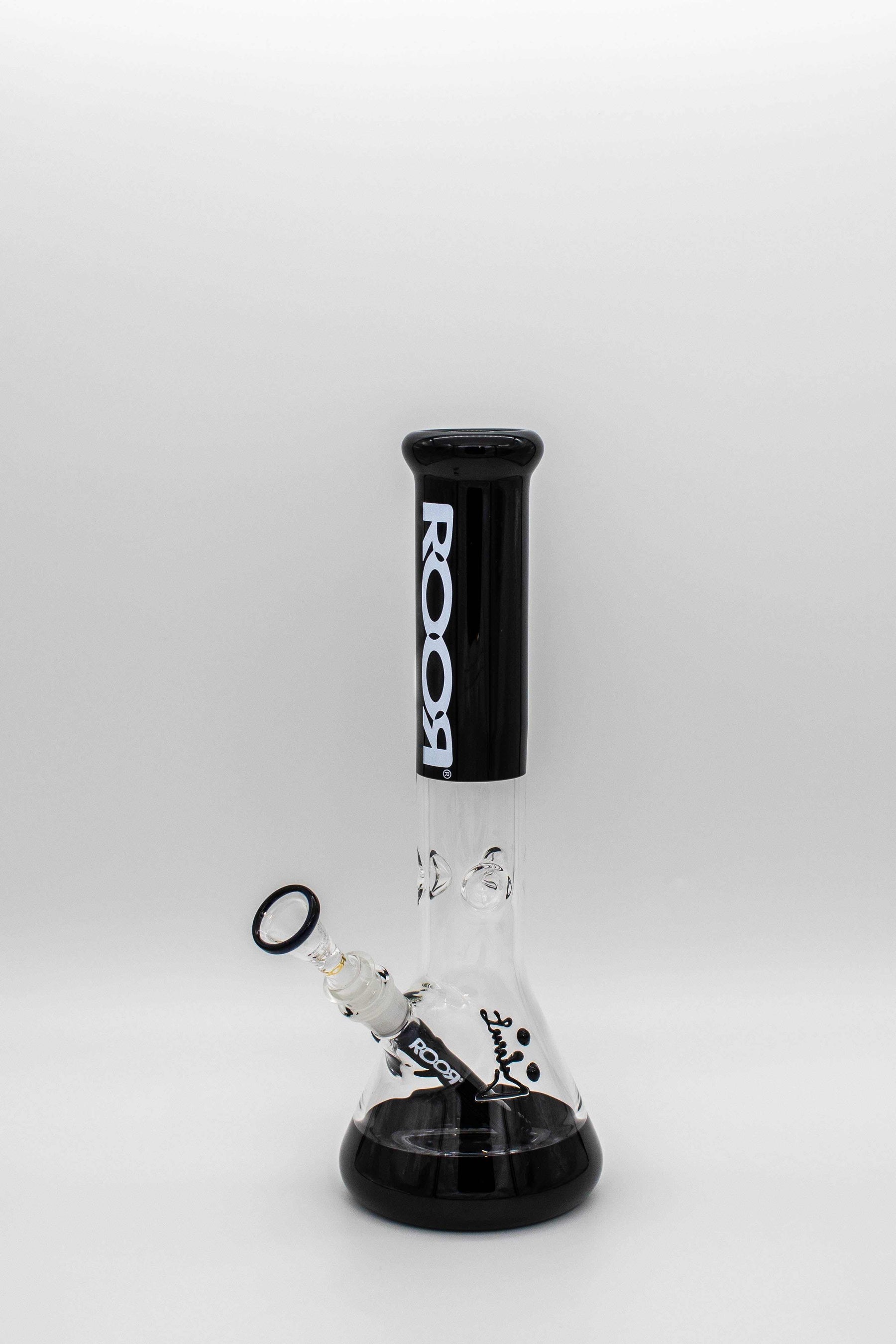 ROOR® Classic 14" Beaker with Black Color Accent and White Decal, 50x5mm Glass.
