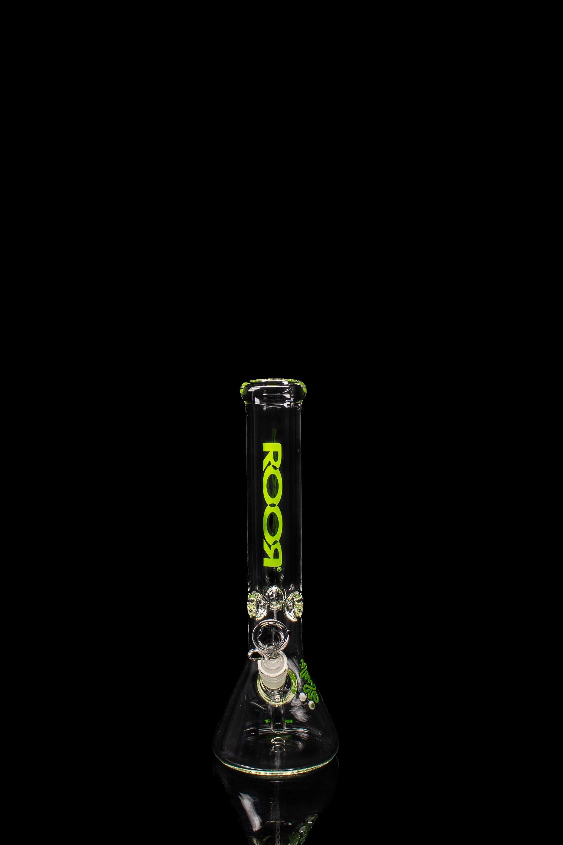 ROOR® Classic 14" Beaker 50x7mm Green glass with green decal on black background.