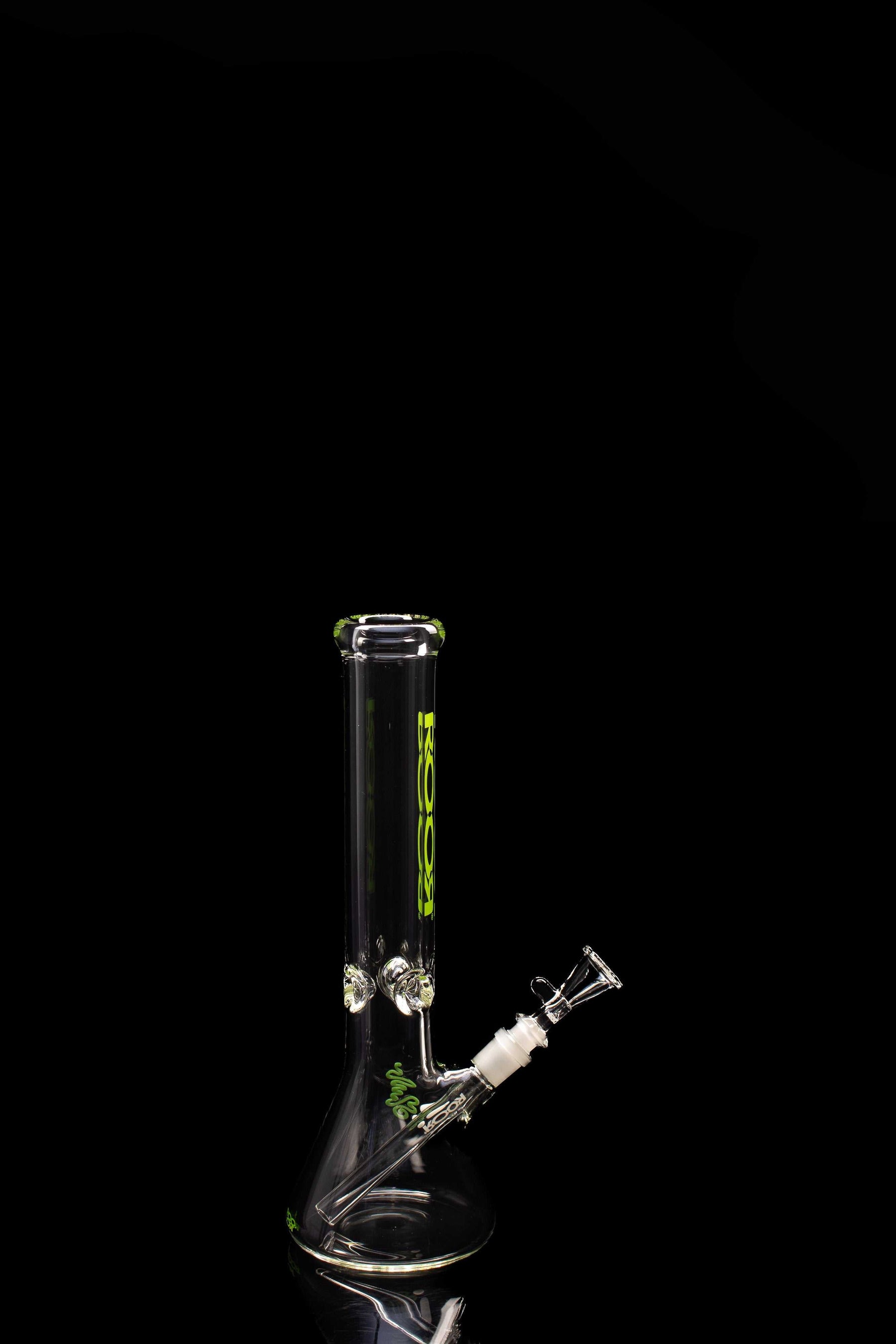 ROOR® Classic 14" Beaker 50x7mm with green decal on black background.