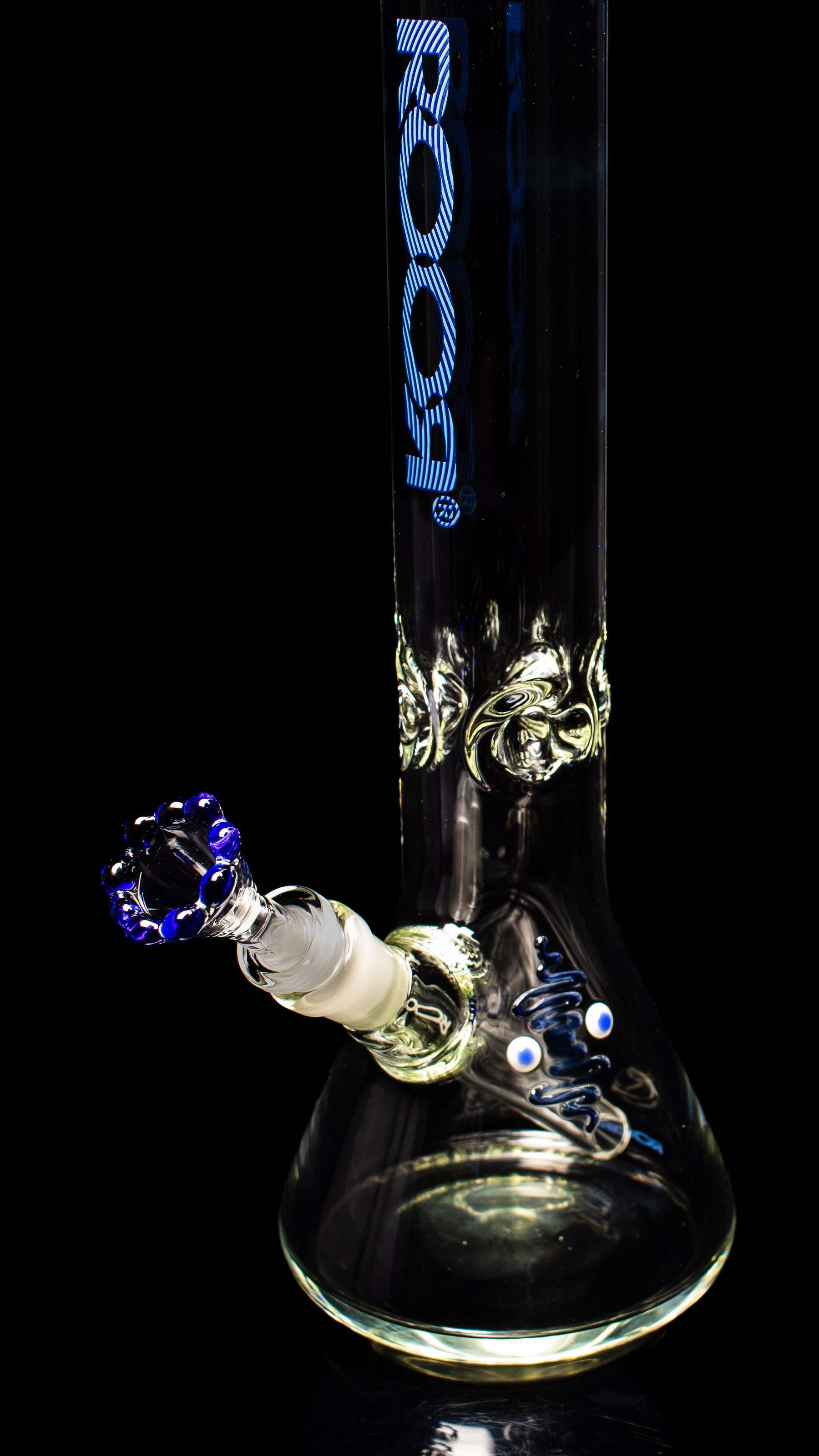 ROOR Classic 14-inch Beaker 50x9mm German Schott glass with blue decal and crown bowl