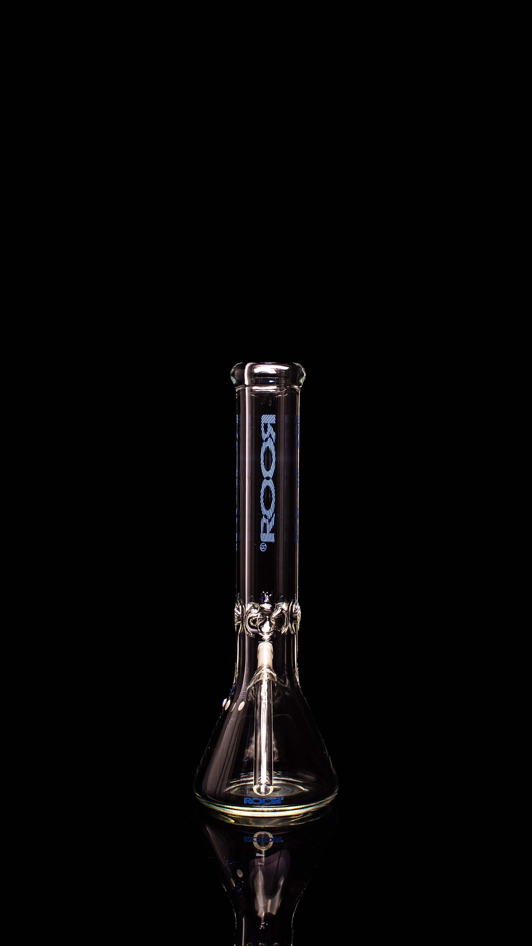 ROOR Classic 14 inch Beaker with Too Blue decal and Blue Crown Bowl on 50x9mm German Schott glass