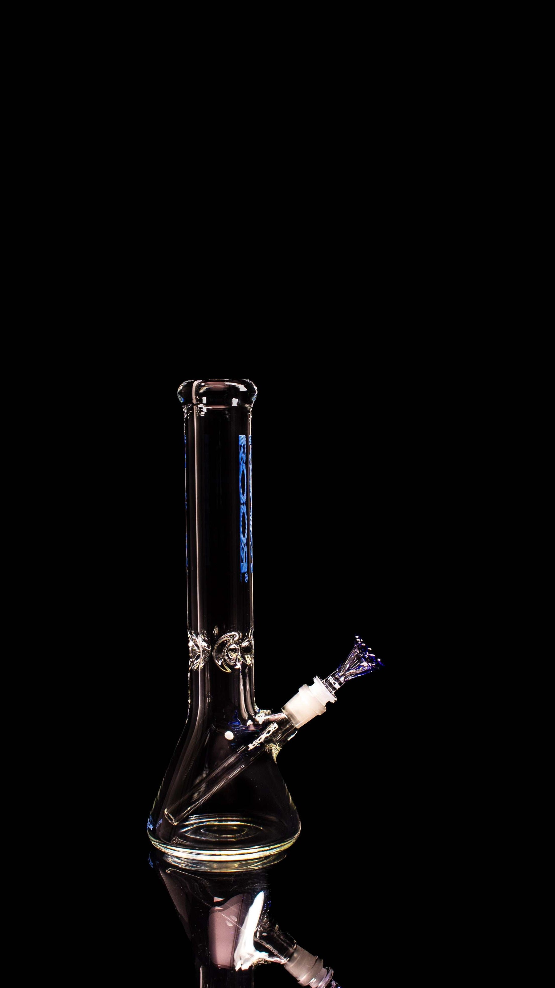ROOR Classic 14" Beaker 50x9mm Too Blue glass bong with blue crown bowl and downstem