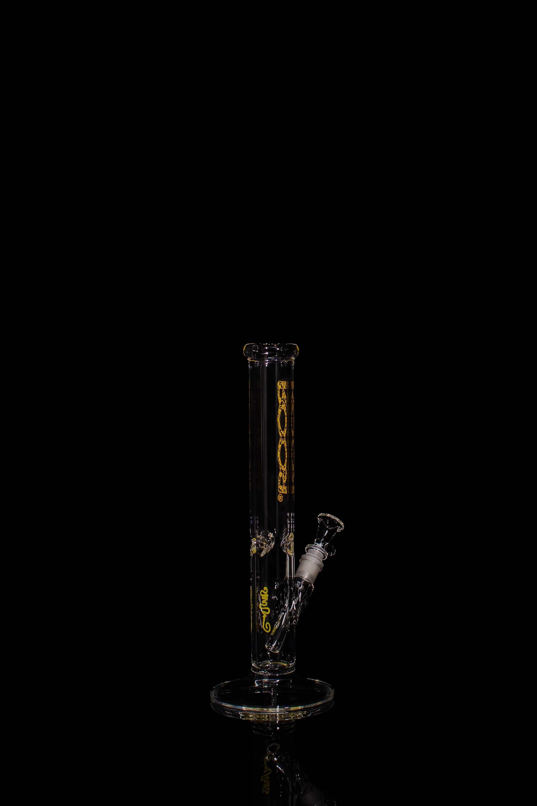 ROOR® Classic 14" Straight tube with Daisy decal, crafted from 45x5mm German Schott glass, shown with downstem and funnel bowl.