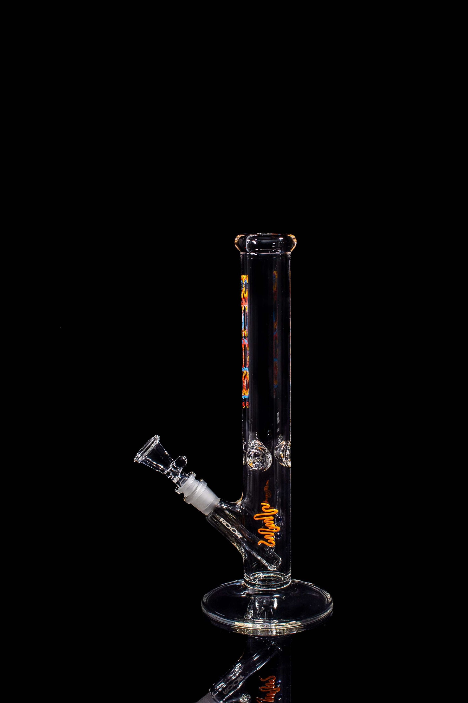 ROOR Classic 14" Straight 45x5mm tie dye glass water pipe with ice pinches and signature logo