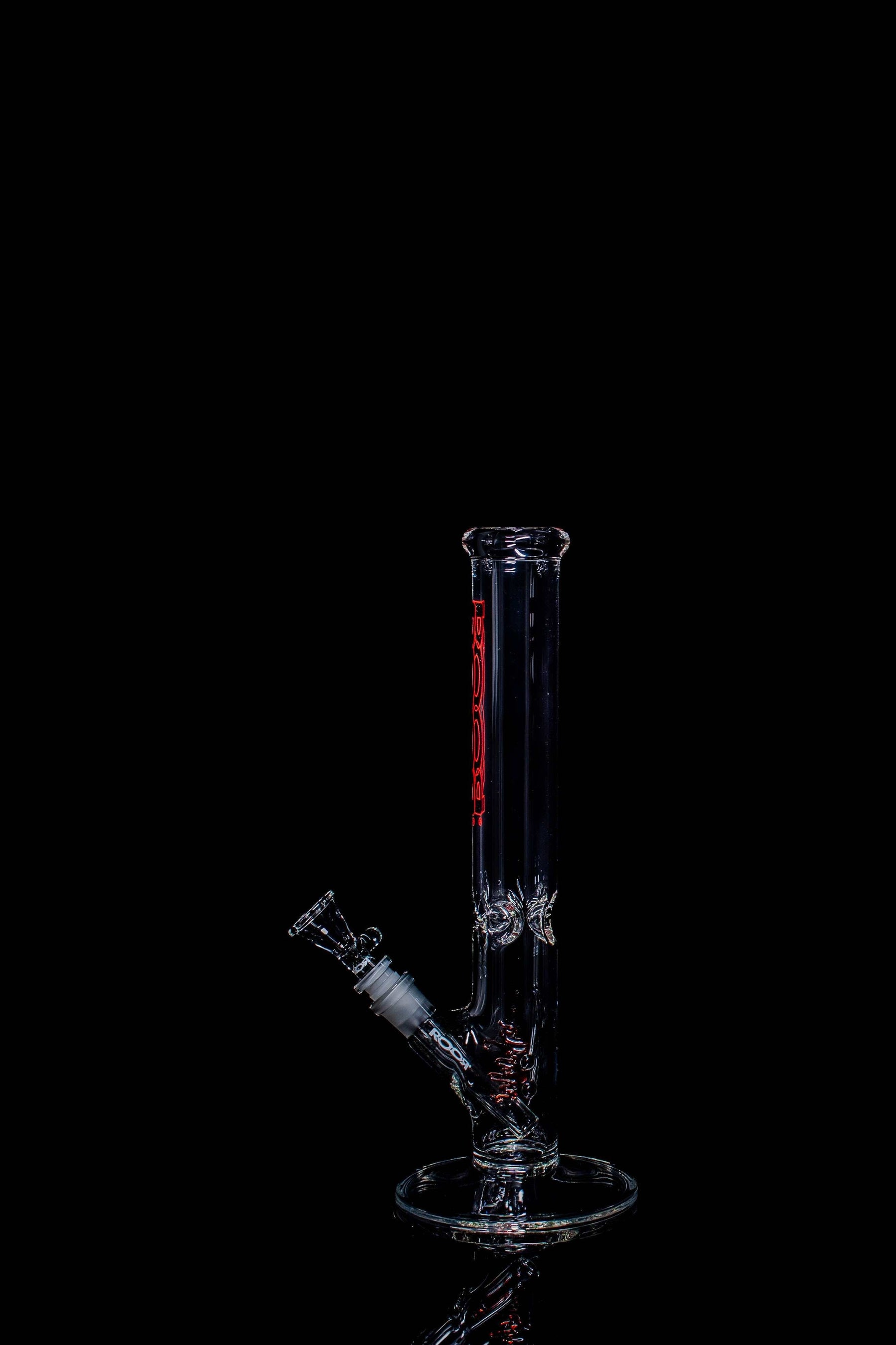 ROOR® Classic 14" Straight glass bong with black and red outline, featuring 45mm x 5mm Schott glass.