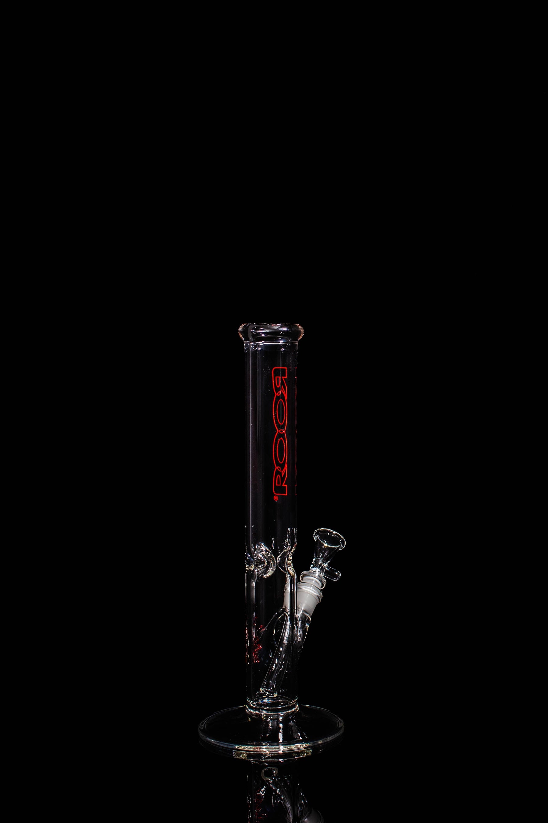 ROOR® Classic 14" Straight Glass Bong with Black and Red Outline, 45mm x 5mm German Schott Glass.