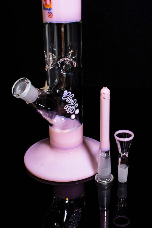 ROOR® Classic 14" Straight 50x5mm bong with pink color accent and tie-dye decal.