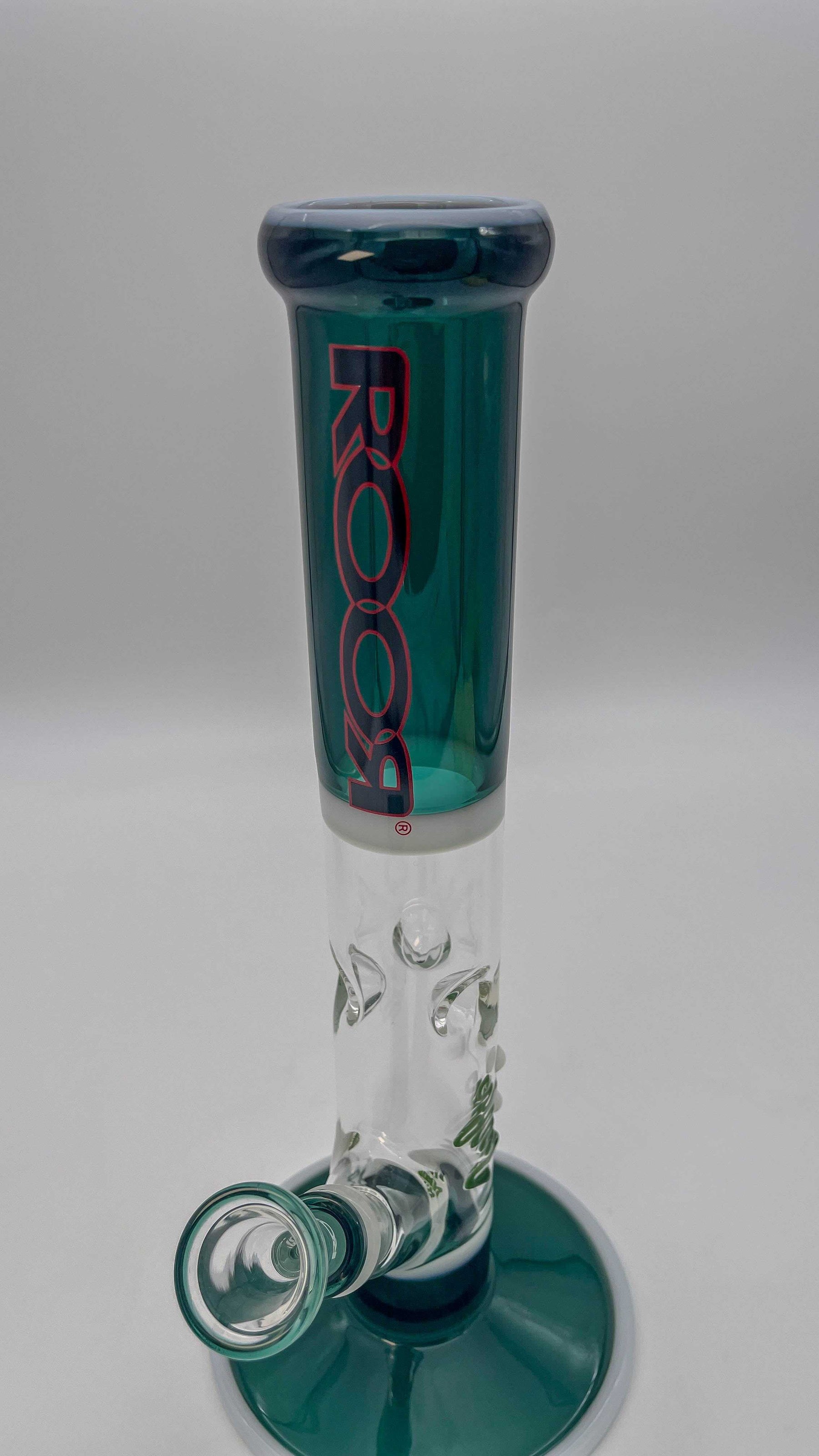 ROOR® Classic 14" Straight 50x5mm Jade, White, Black with Red Outline Decal Glass Tube.