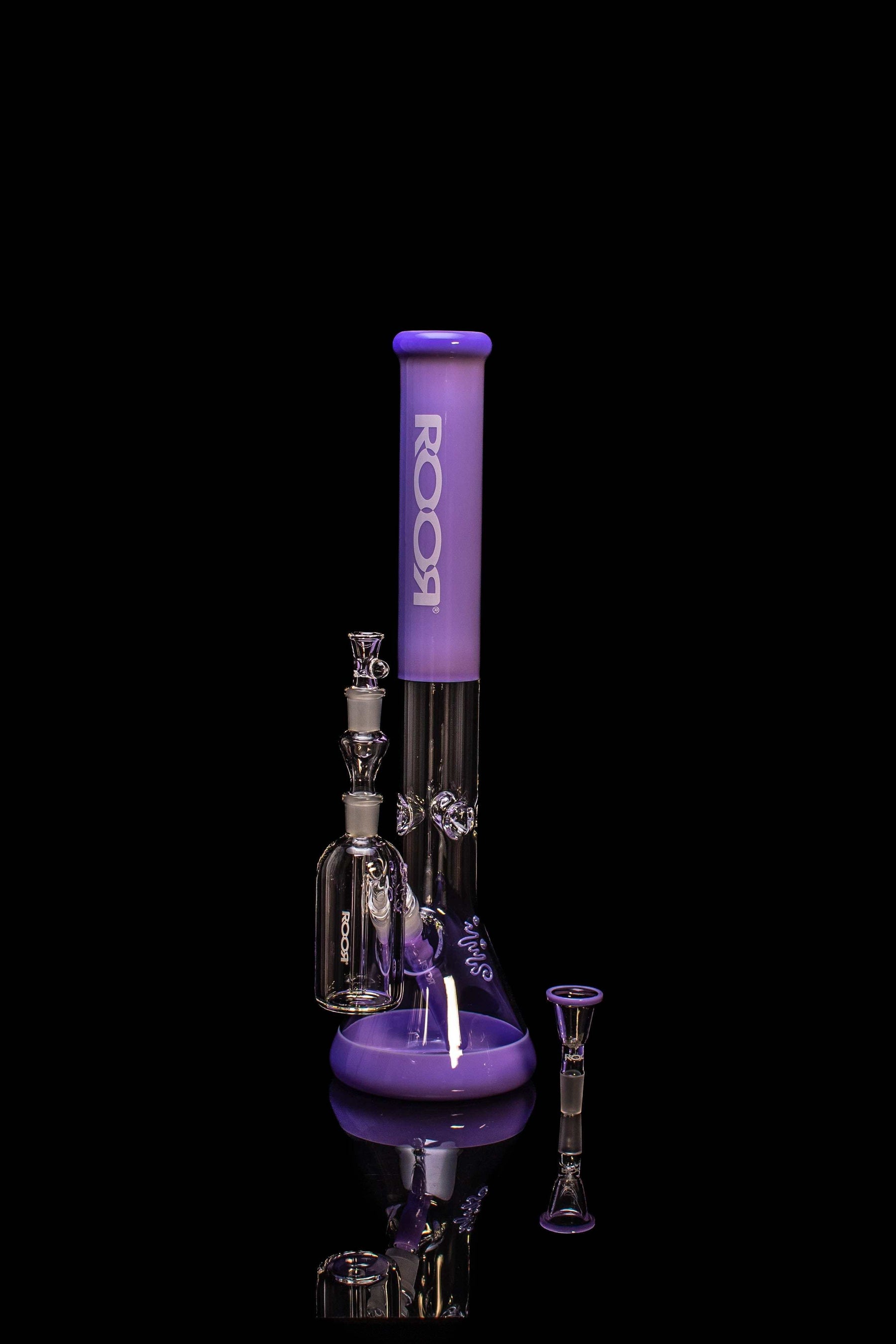 Exclusive Collectors Bundle - ROOR 18” Beaker Purple White Label with 45mm Ashcatcher.