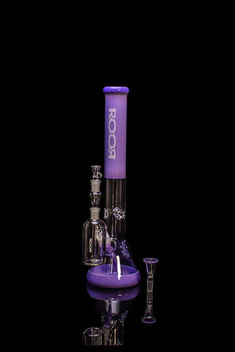 Exclusive, Collectors Bundle Set - ROOR 18” Beaker 50x5 Full Purple White Label & 45x5 14mm Ashcatcher