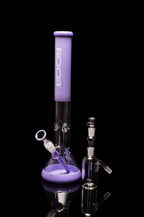 Exclusive, Collectors Bundle Set - ROOR 18” Beaker 50x5 Full Purple White Label & 45x5 14mm Ashcatcher