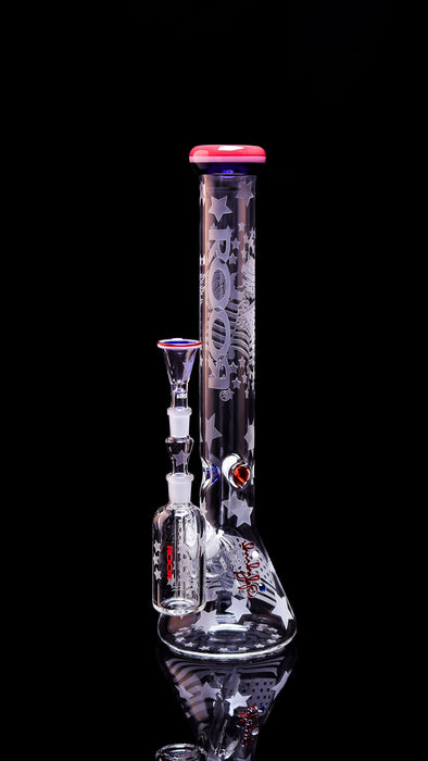 Collectors Set - ROOR® Strains Presidential 18” Beaker 50x5 & Matching Presidential  Ashcatcher 14mm