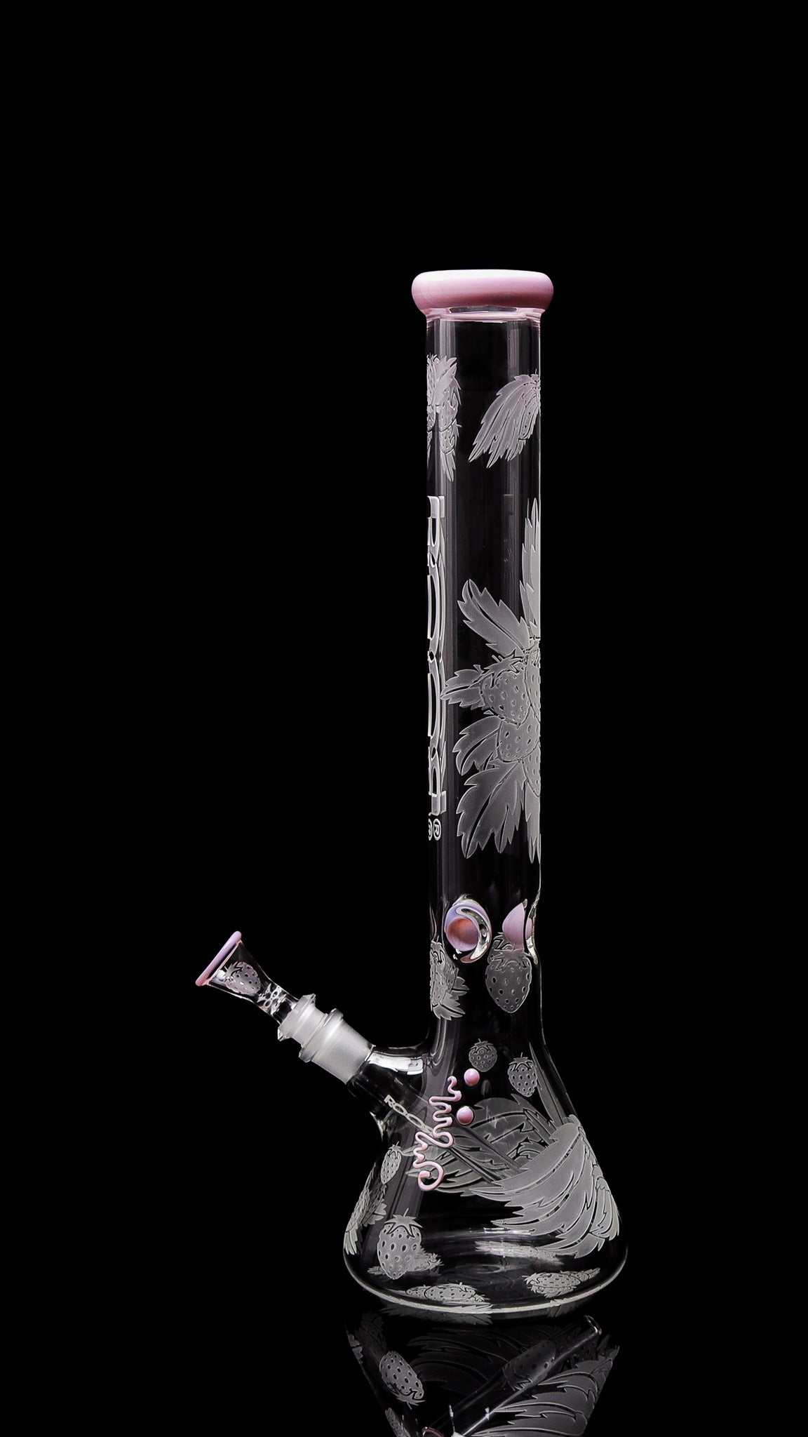 Collectors Set - ROOR® Strains Strawberry Dream 18” Beaker with Matching 14mm Ashcatcher