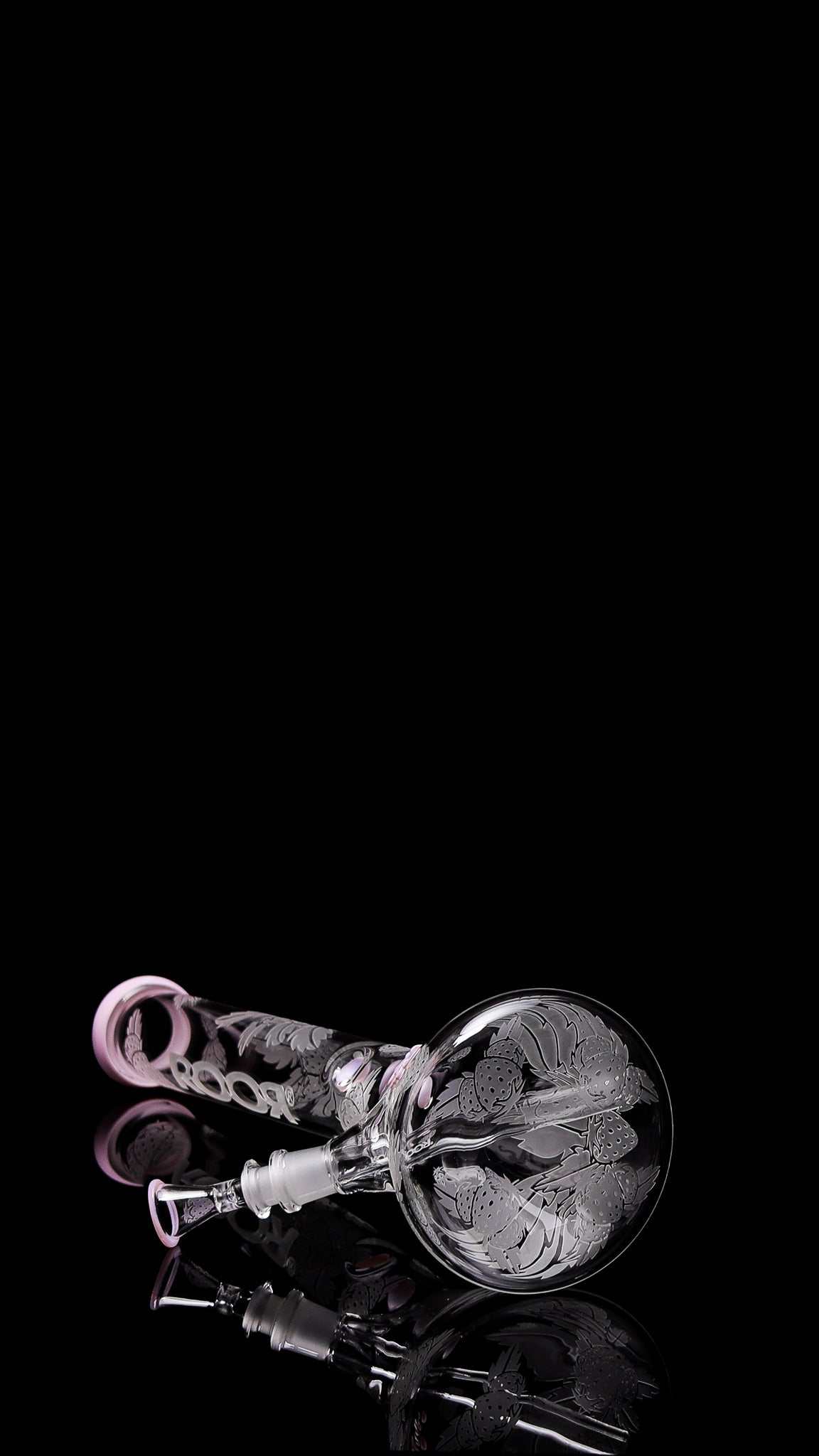 Collectors Set ROOR® Strains Strawberry Dream Beaker with Matching Ashcatcher on black background.
