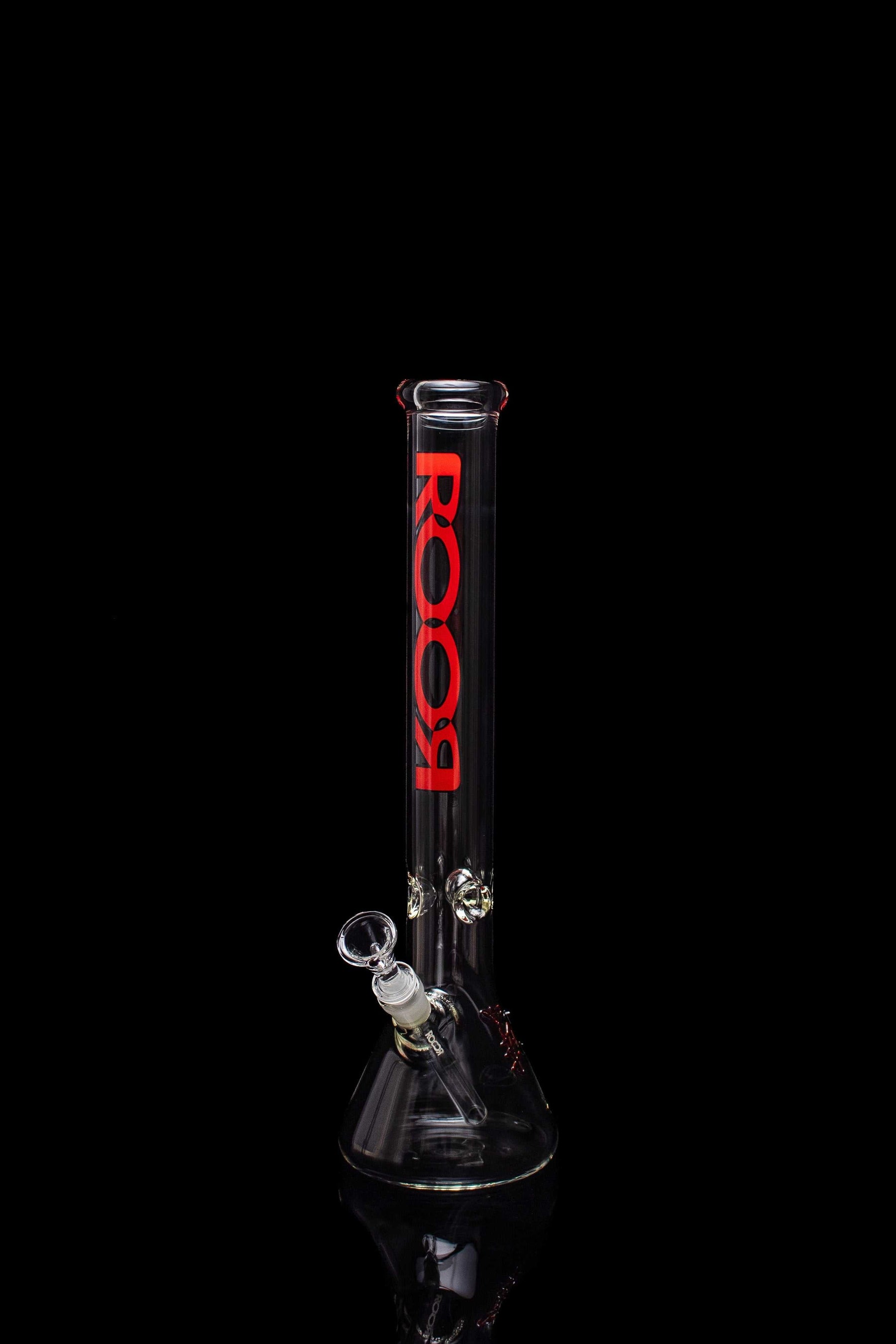 ROOR Classic 18-inch beaker bong with 50x5mm red and black outline on German Schott glass