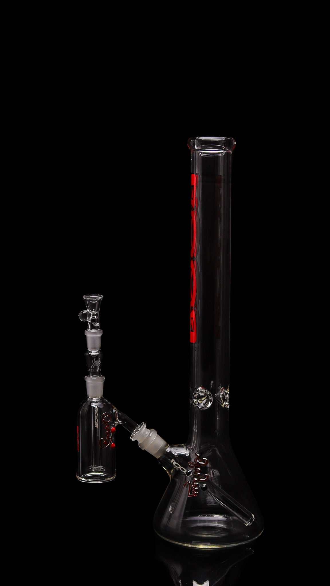 Exclusive ROOR® 18” Beaker Base with Red Black Outline and Matching Ashcatcher, collectors bundle set.