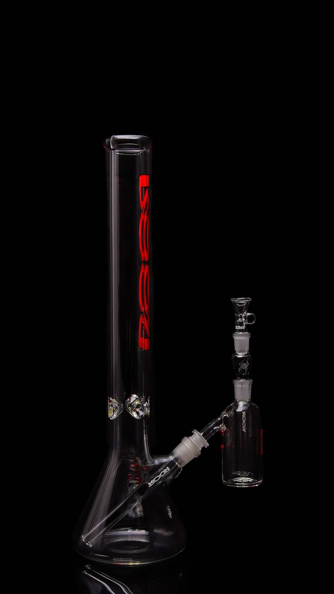 Exclusive ROOR® 18” Beaker Base and Ashcatcher Bundle with Red Black Outline.